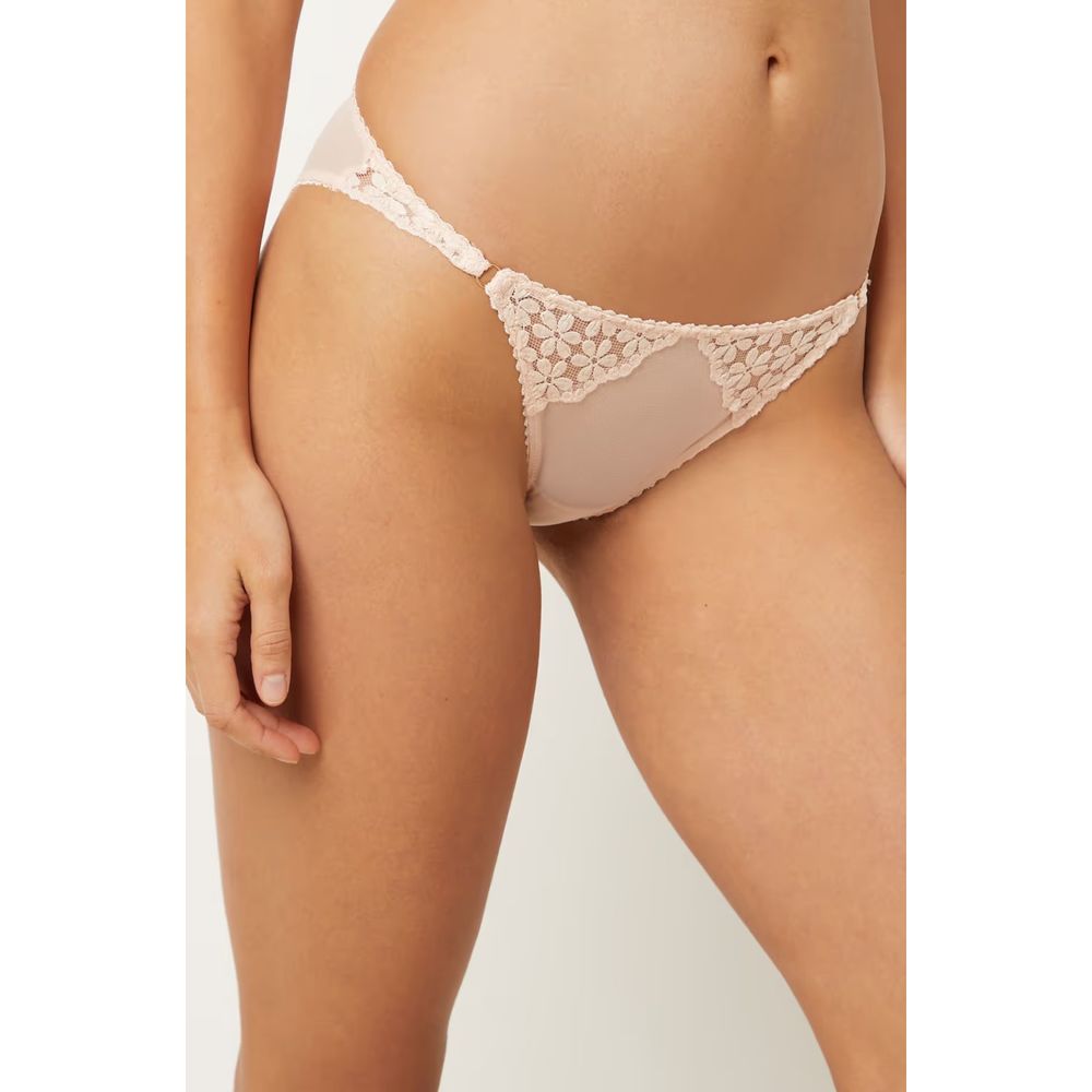 Etam Paris French Designer IDEAL Embroidered Tulle Briefs Size: S Color: Blush
